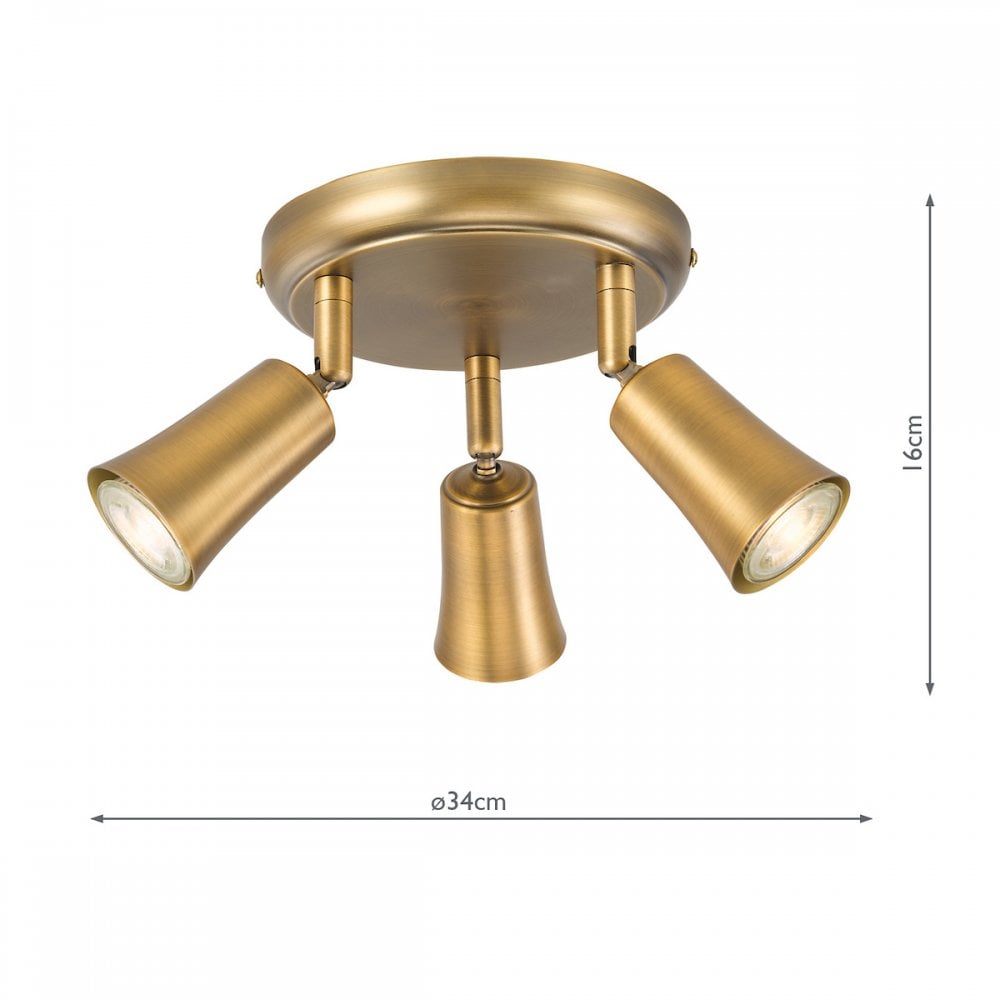 JED7642 Jedrek 3 Light Single Spotlight Aged Brass