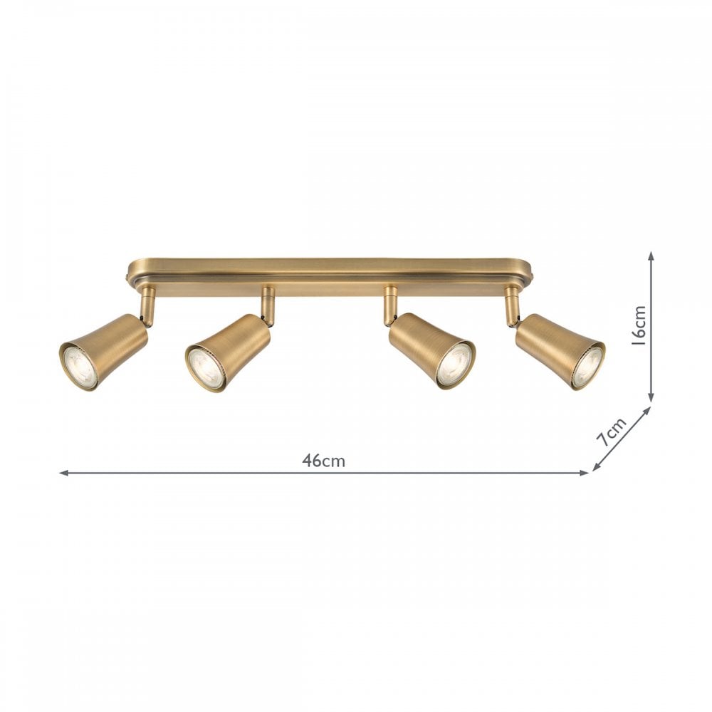 JED8442 Jedrek 4 Light Bar Spotlight Aged Brass