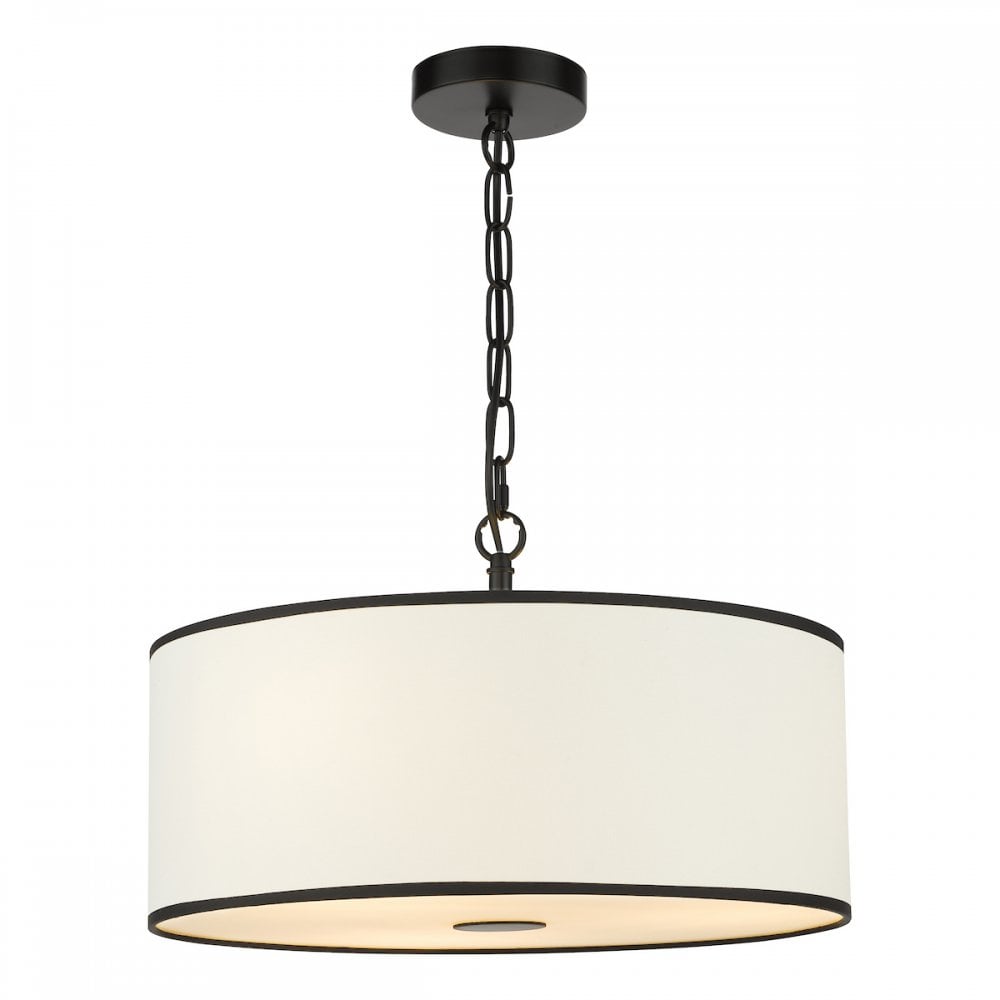 JEM0322 Jemima 3 Light Pendant White and Matt Black With Shade