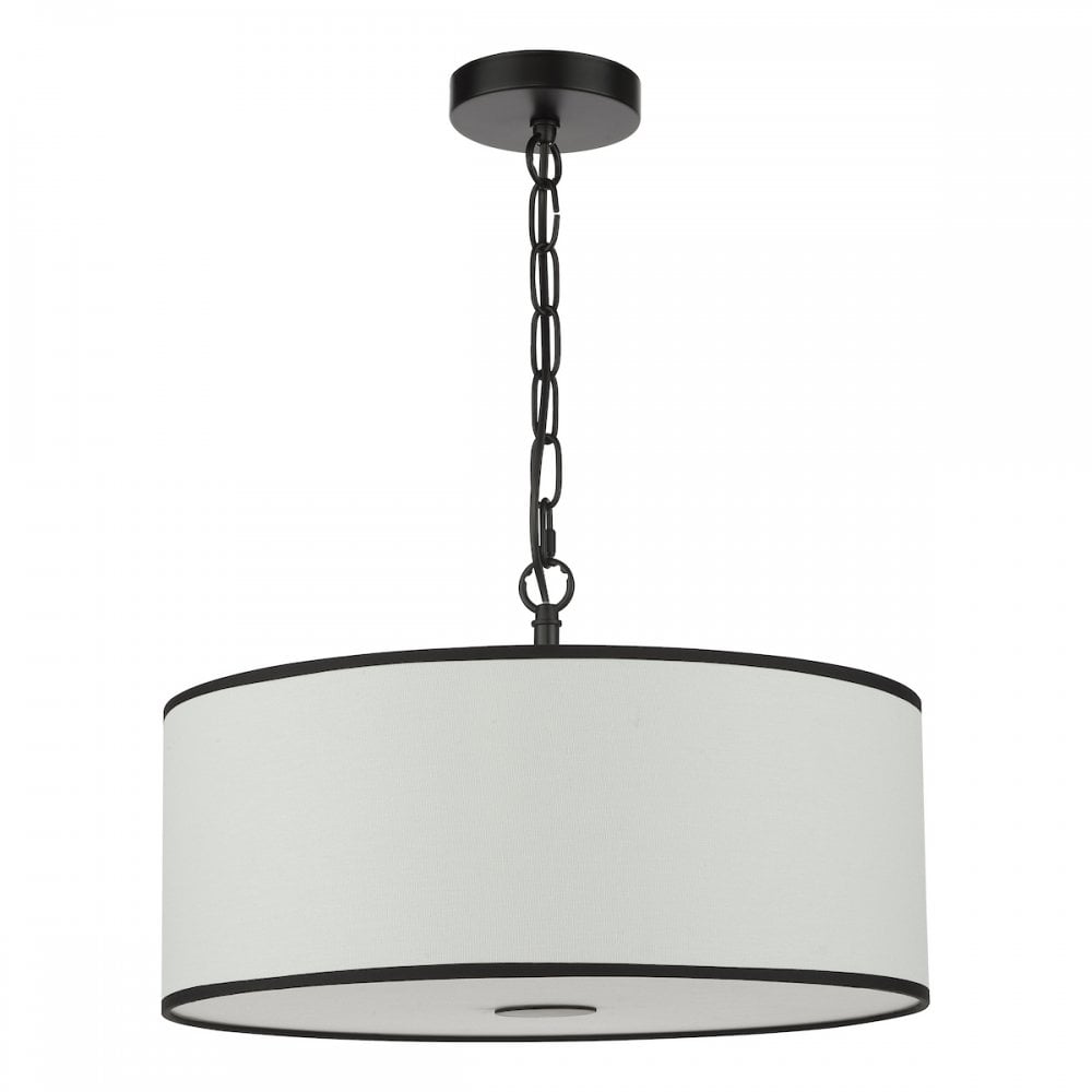 JEM0322 Jemima 3 Light Pendant White and Matt Black With Shade
