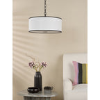 JEM0322 Jemima 3 Light Pendant White and Matt Black With Shade
