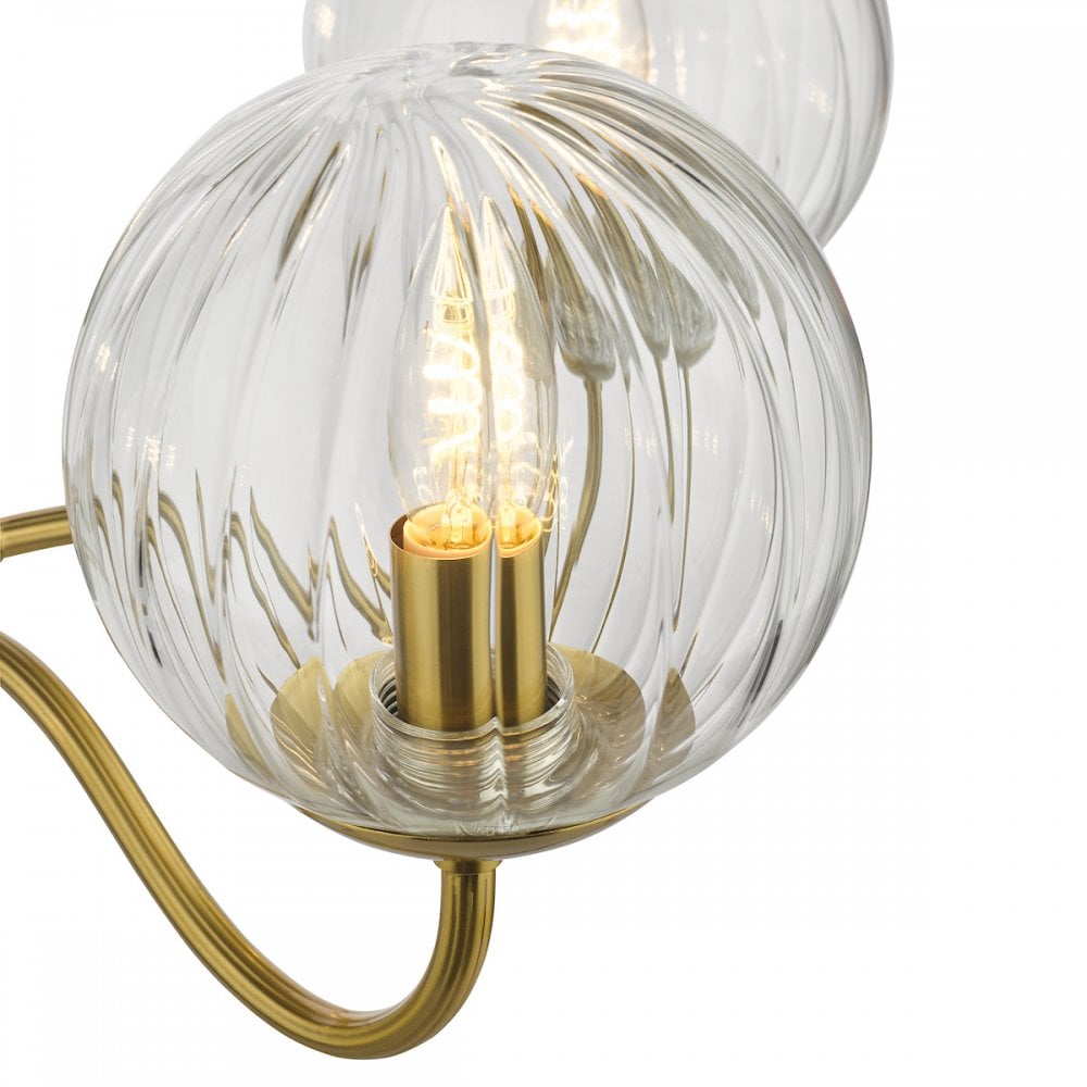 JOC0542 Jocelyn 5 Light Armed Pendant Natural Brass and Glass