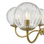 JOC0542 Jocelyn 5 Light Armed Pendant Natural Brass and Glass
