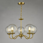 JOC0542 Jocelyn 5 Light Armed Pendant Natural Brass and Glass