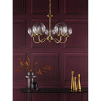 JOC0542 Jocelyn 5 Light Armed Pendant Natural Brass and Glass