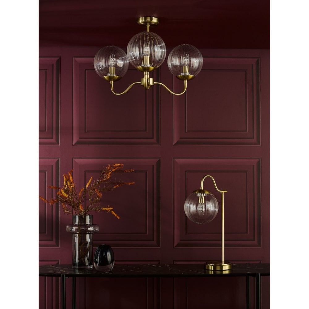 JOC4242 Jocelyn Table Lamp Natural Brass and Glass