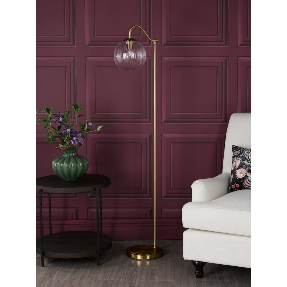 JOC4942 Jocelyn Floor Lamp Natural Brass and Glass