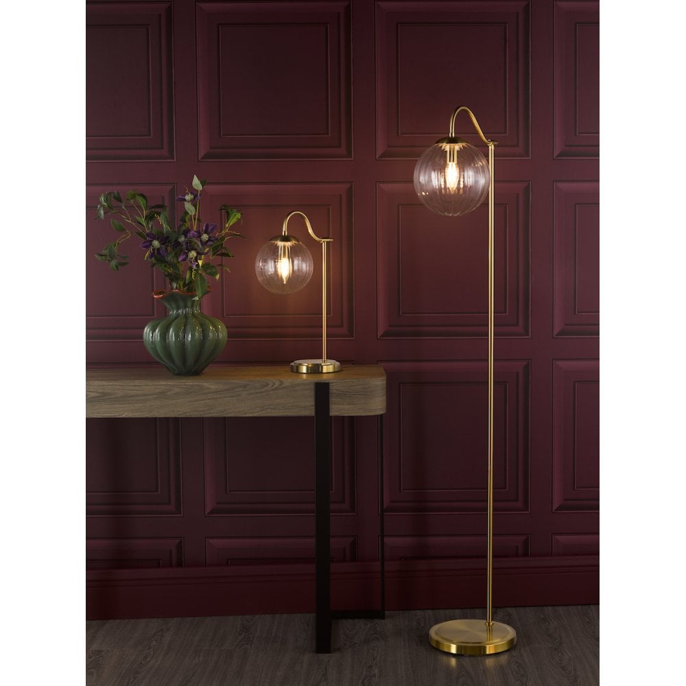 JOC4942 Jocelyn Floor Lamp Natural Brass and Glass