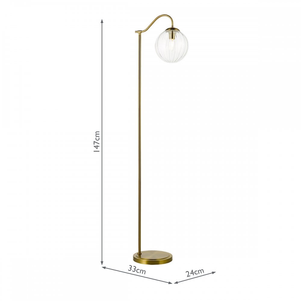 JOC4942 Jocelyn Floor Lamp Natural Brass and Glass