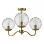 JOC5342 Jocelyn 3 Light Semi-Flush Natural Brass and Glass