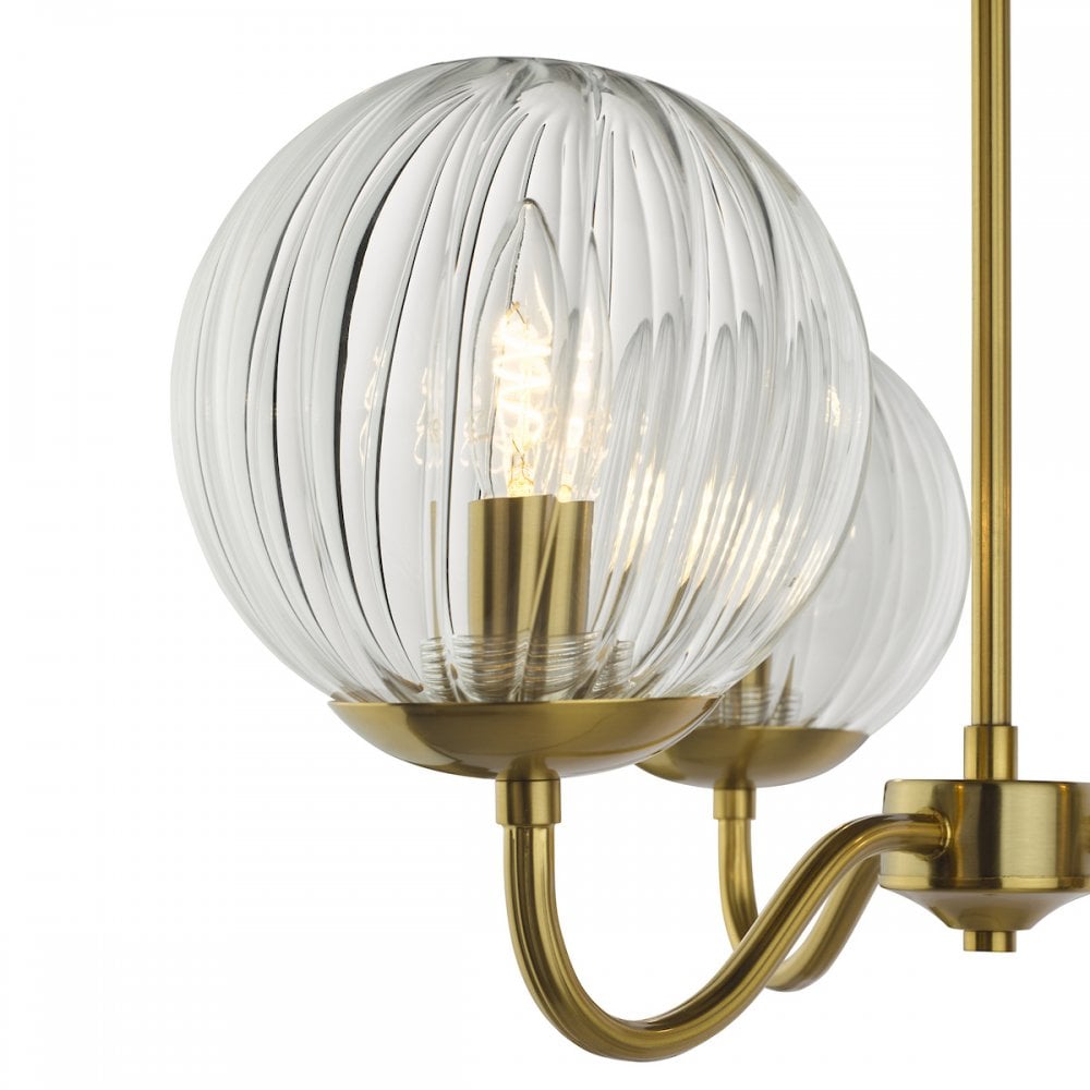 JOC5342 Jocelyn 3 Light Semi-Flush Natural Brass and Glass