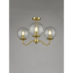JOC5342 Jocelyn 3 Light Semi-Flush Natural Brass and Glass