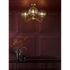 JOC5342 Jocelyn 3 Light Semi-Flush Natural Brass and Glass