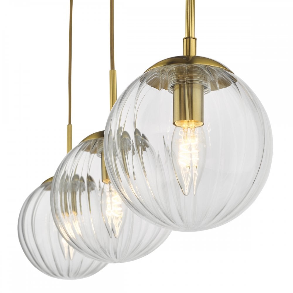 JOC6242 Jocelyn 3 Light Bar Pendant Natural Brass and Glass