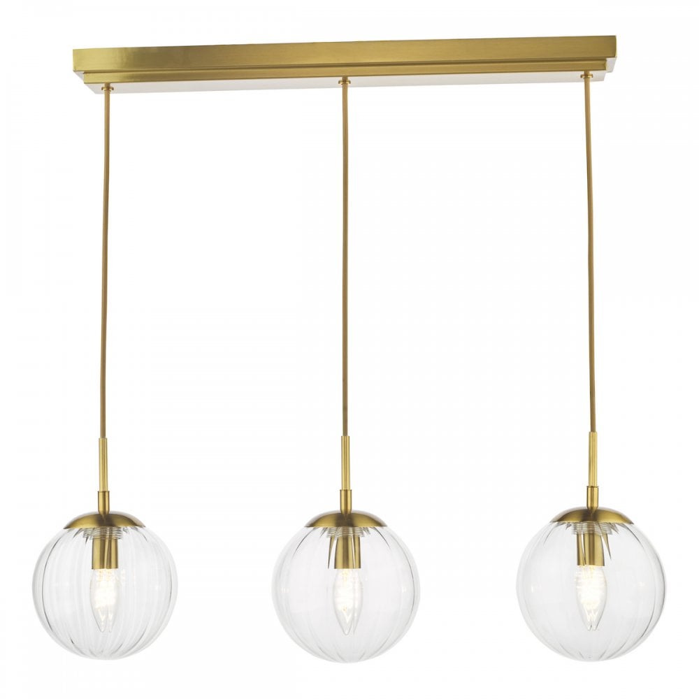 JOC6242 Jocelyn 3 Light Bar Pendant Natural Brass and Glass