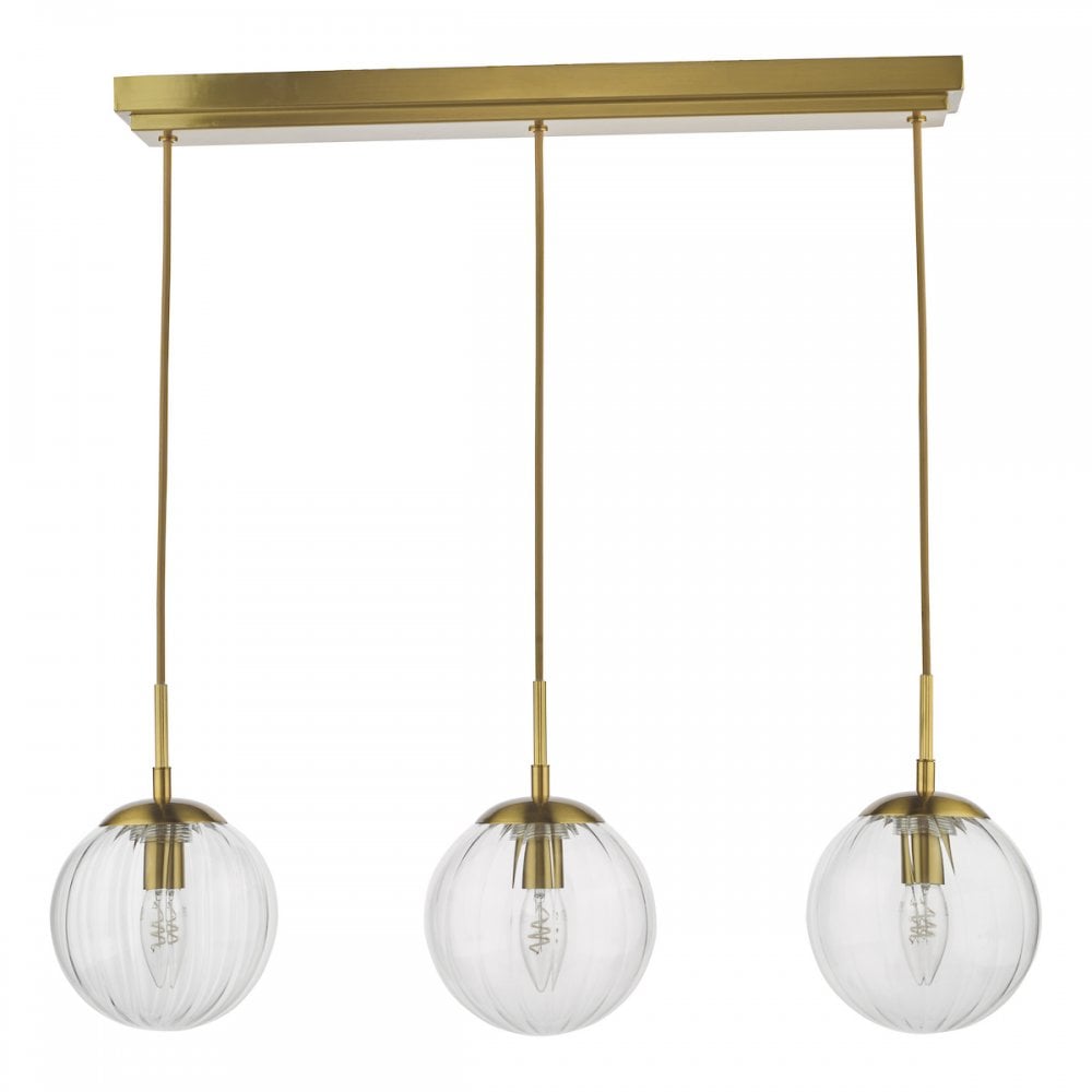 JOC6242 Jocelyn 3 Light Bar Pendant Natural Brass and Glass