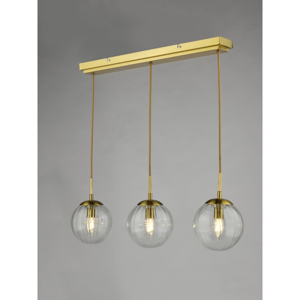JOC6242 Jocelyn 3 Light Bar Pendant Natural Brass and Glass
