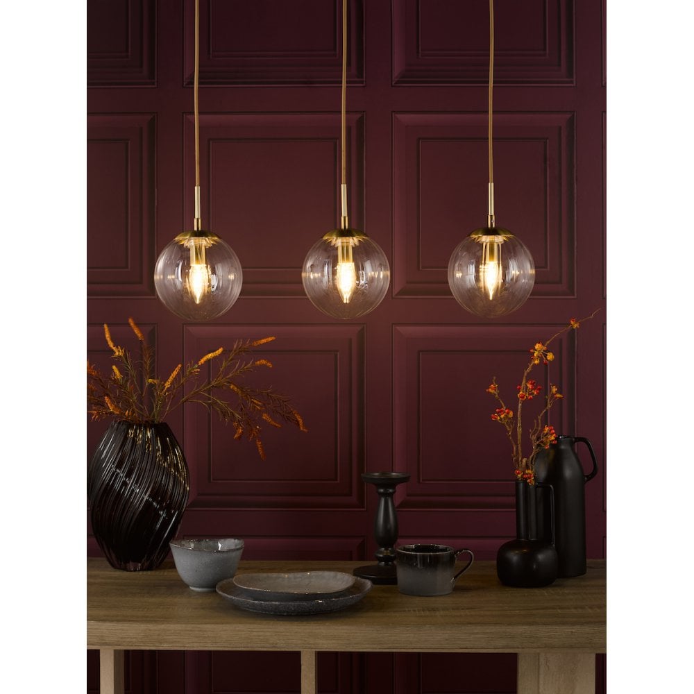 JOC6242 Jocelyn 3 Light Bar Pendant Natural Brass and Glass