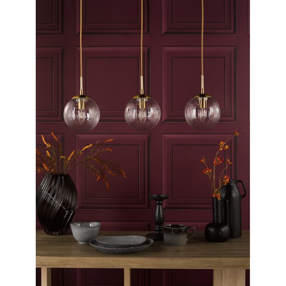 JOC6242 Jocelyn 3 Light Bar Pendant Natural Brass and Glass