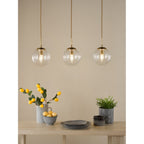 JOC6242 Jocelyn 3 Light Bar Pendant Natural Brass and Glass