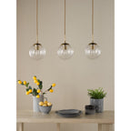 JOC6242 Jocelyn 3 Light Bar Pendant Natural Brass and Glass
