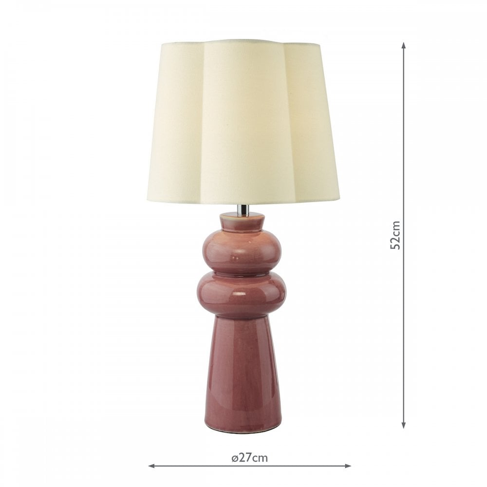 JOR4203 Jordana Table Lamp Pink and Polished Chrome With Shade