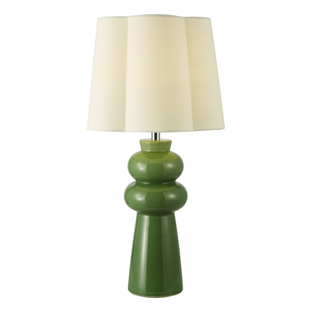 JOR4224 Jordana Table Lamp Green and Polished Chrome With Shade