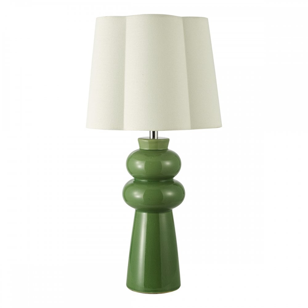 JOR4224 Jordana Table Lamp Green and Polished Chrome With Shade