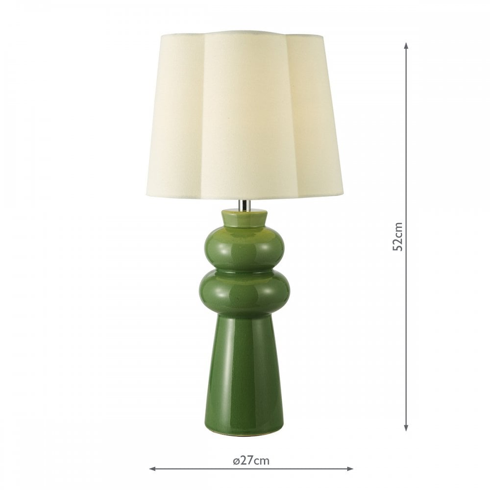 JOR4224 Jordana Table Lamp Green and Polished Chrome With Shade