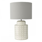 KED4239 Kedron Table Lamp Grey and Satin Chrome With Shade