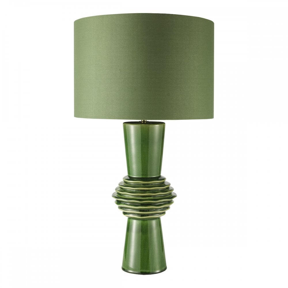 LAG4224 Lagle Table Lamp Green and Antique Brass With Shade