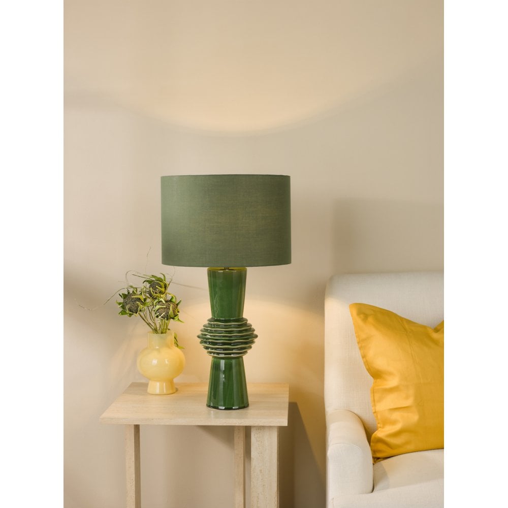 LAG4224 Lagle Table Lamp Green and Antique Brass With Shade
