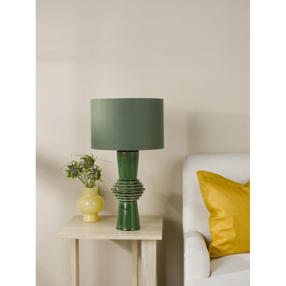 LAG4224 Lagle Table Lamp Green and Antique Brass With Shade