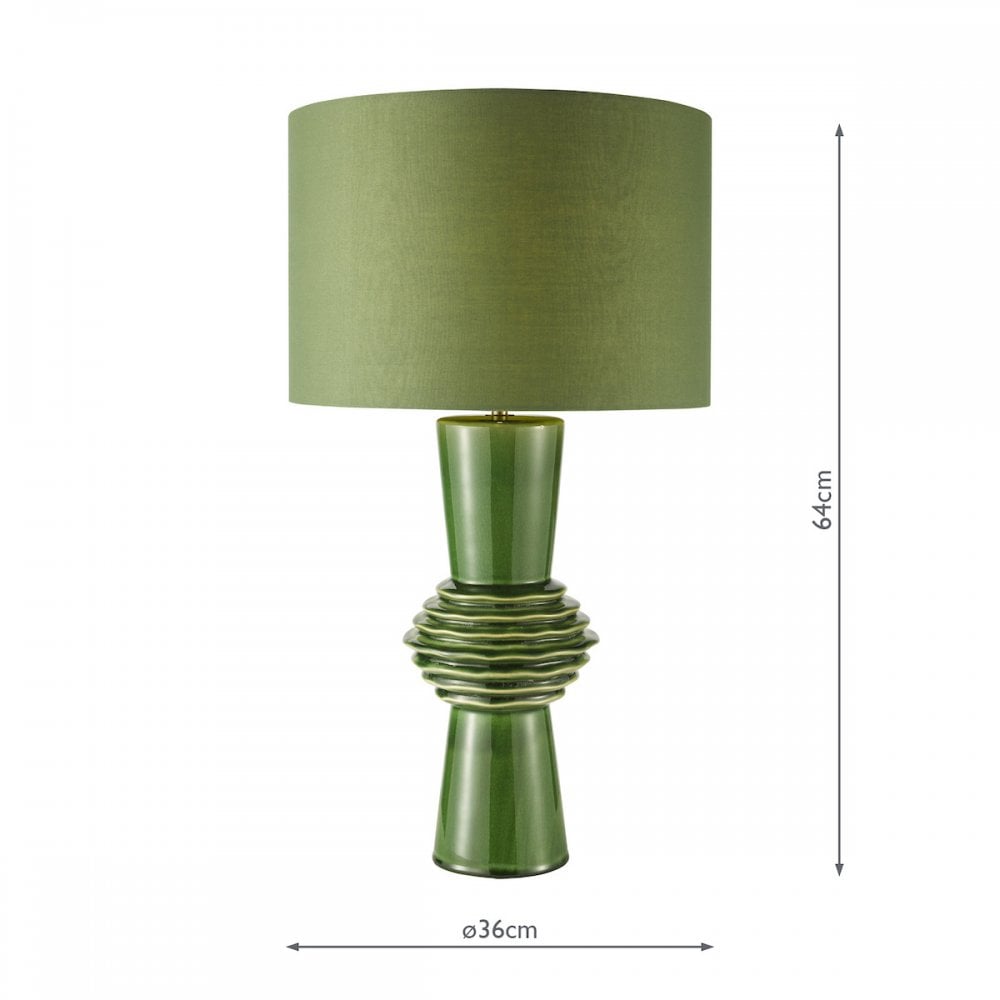 LAG4224 Lagle Table Lamp Green and Antique Brass With Shade