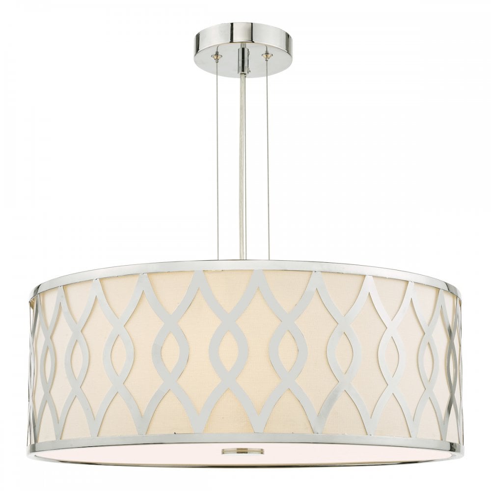 LOC0450 Locryn 4 Light Pendant Polished Chrome and Ivory