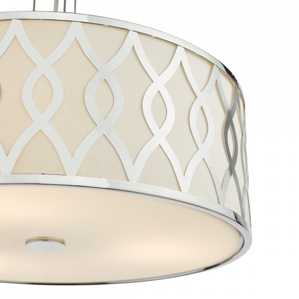LOC0450 Locryn 4 Light Pendant Polished Chrome and Ivory