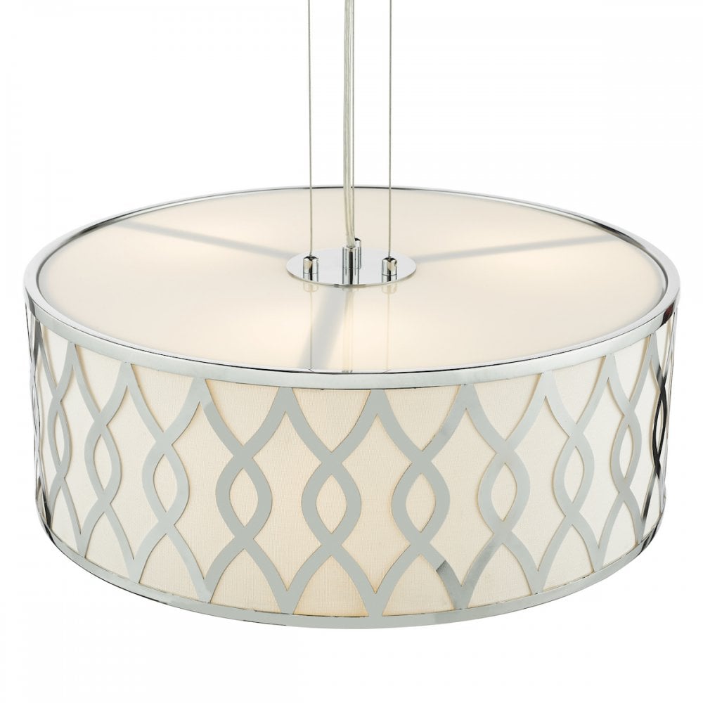 LOC0450 Locryn 4 Light Pendant Polished Chrome and Ivory