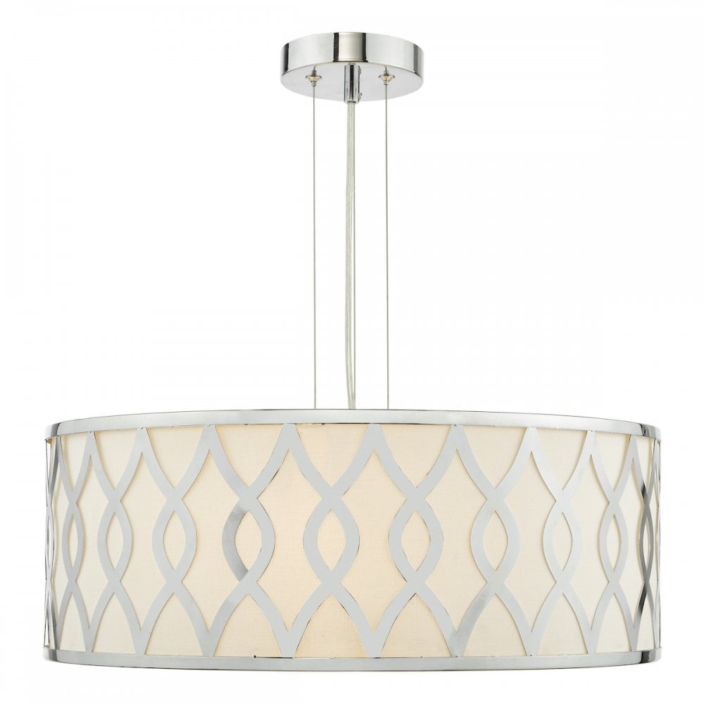LOC0450 Locryn 4 Light Pendant Polished Chrome and Ivory
