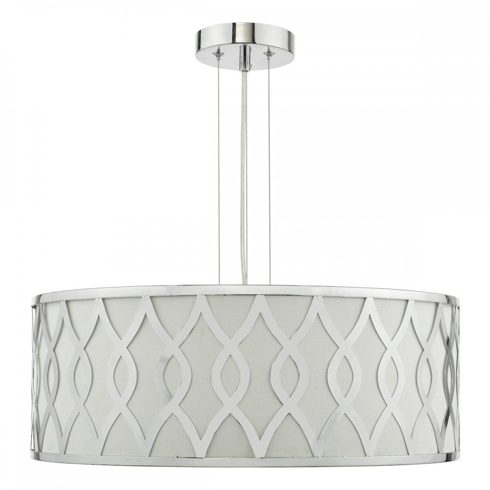 LOC0450 Locryn 4 Light Pendant Polished Chrome and Ivory