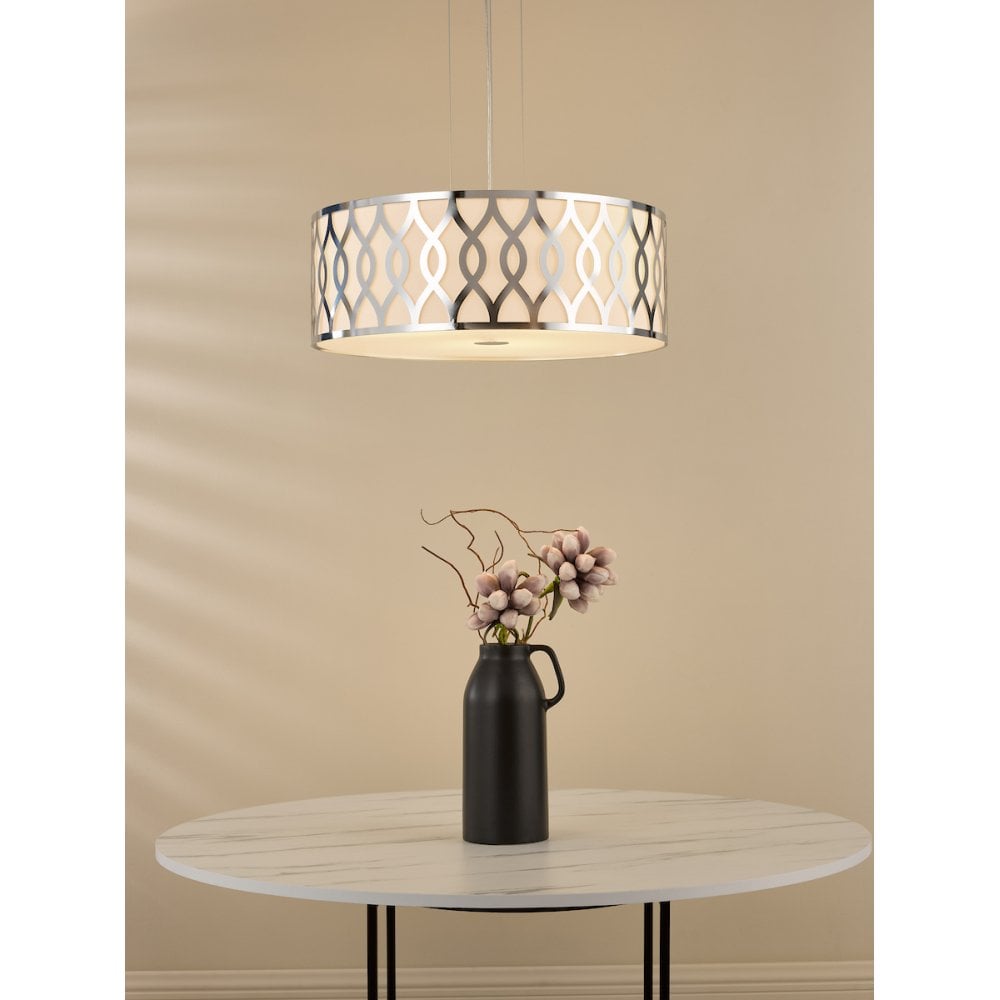 LOC0450 Locryn 4 Light Pendant Polished Chrome and Ivory