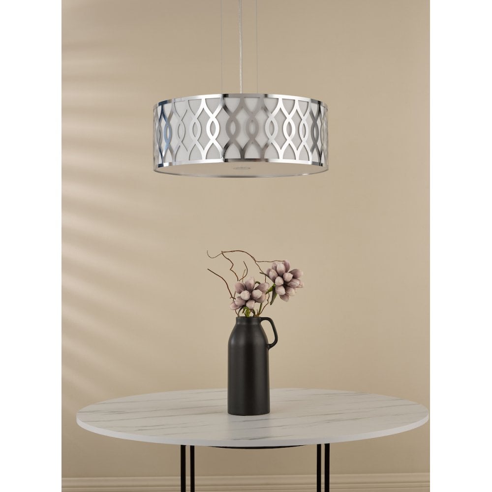 LOC0450 Locryn 4 Light Pendant Polished Chrome and Ivory