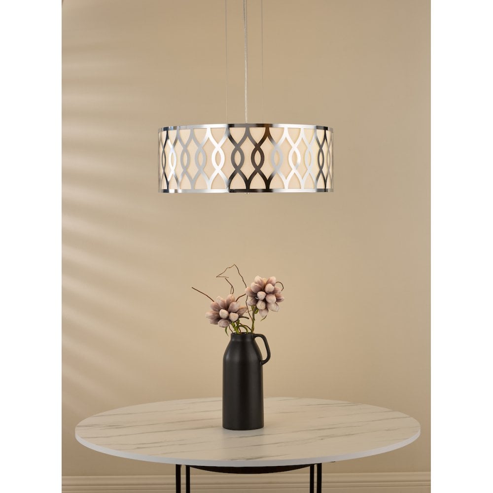 LOC0450 Locryn 4 Light Pendant Polished Chrome and Ivory