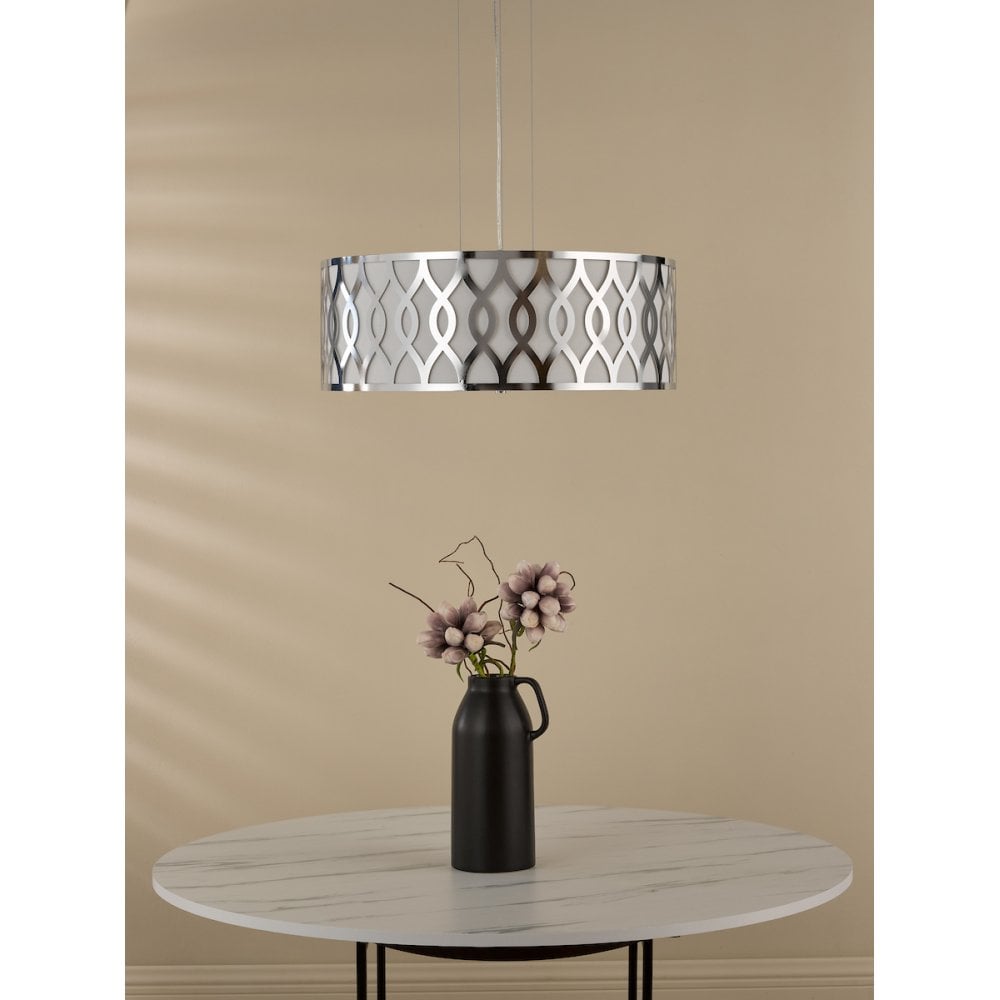 LOC0450 Locryn 4 Light Pendant Polished Chrome and Ivory
