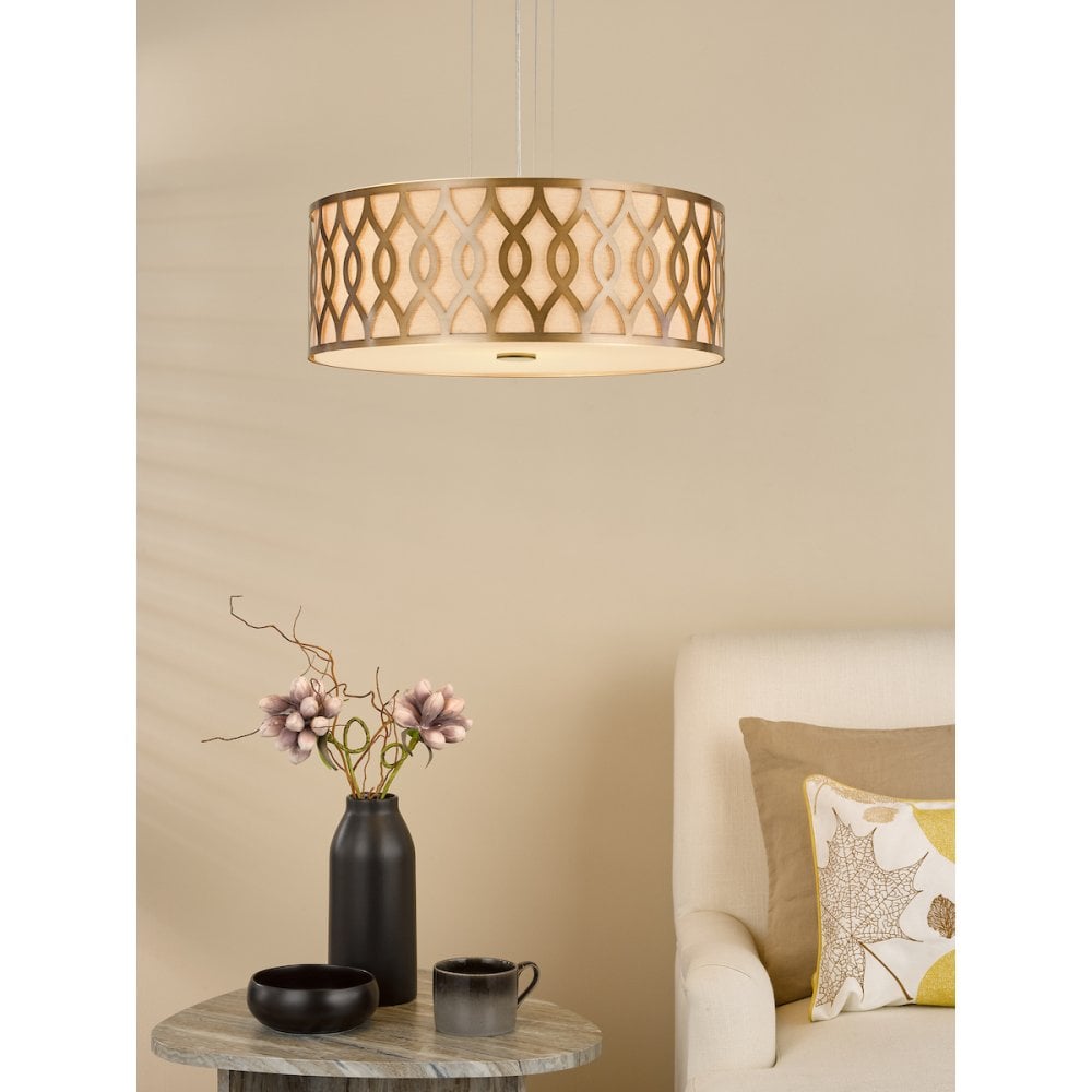 LOC0463 Locryn 4 Light Pendant Brushed Bronze and Taupe