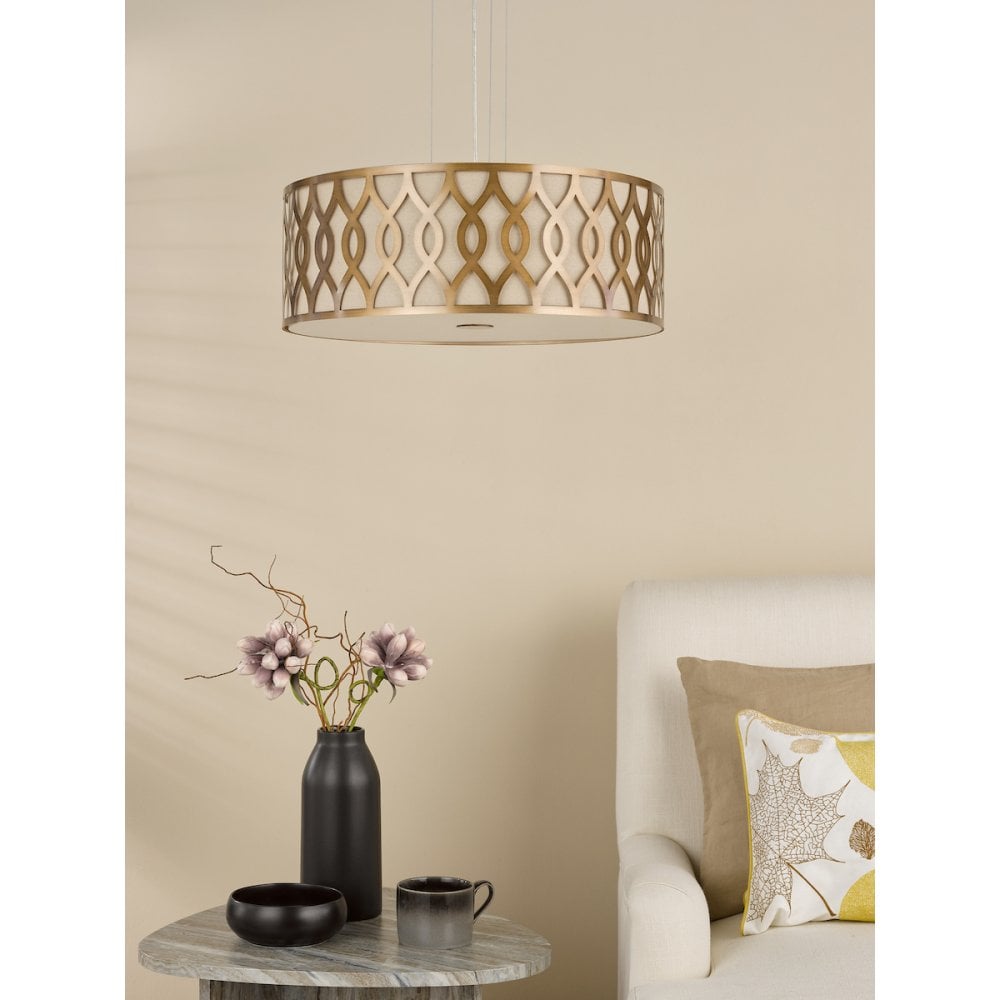 LOC0463 Locryn 4 Light Pendant Brushed Bronze and Taupe