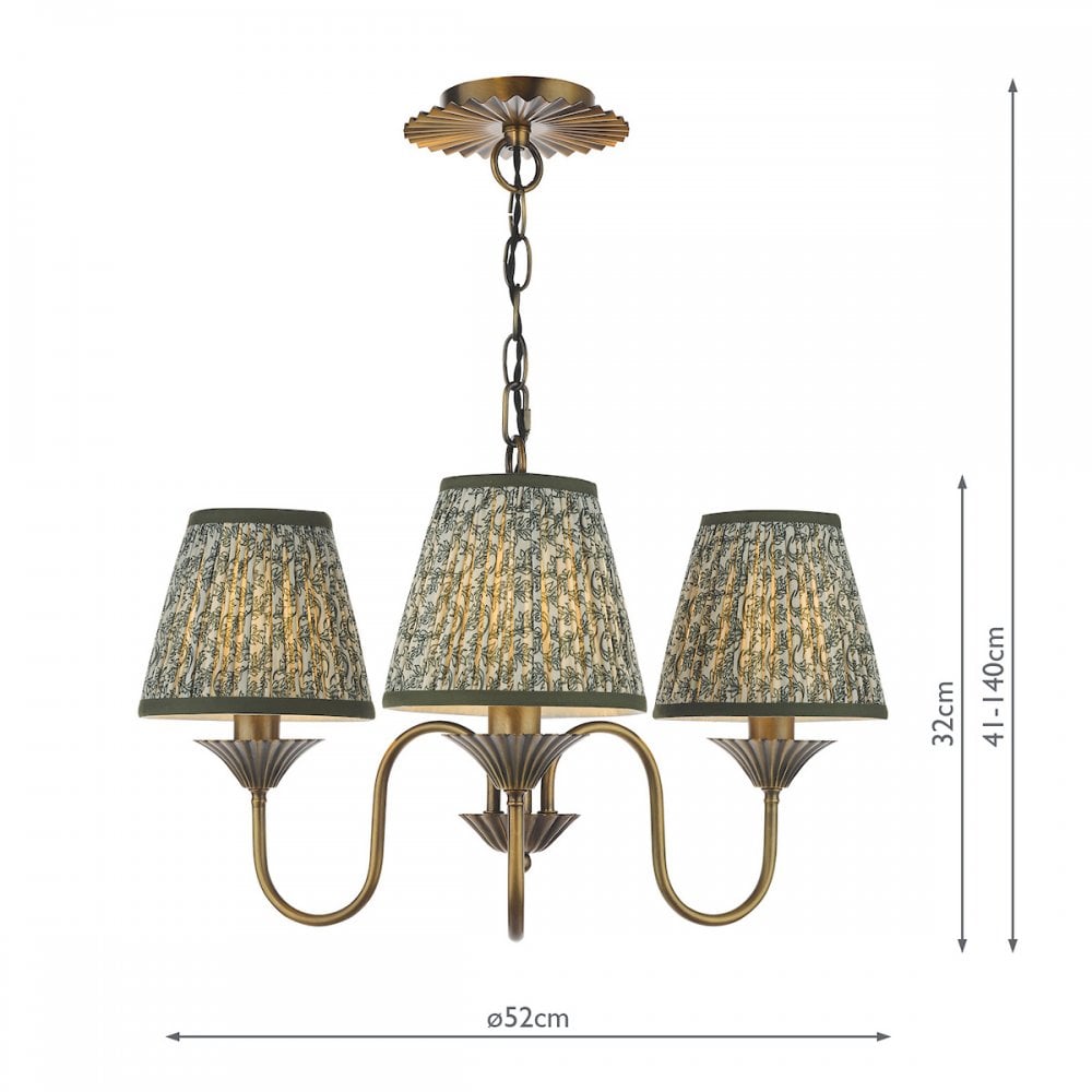 LYD0363-EST2624 Lydian 3 Light Pendant Antique Bronze With Shade