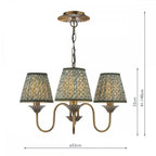 LYD0363-EST2624 Lydian 3 Light Pendant Antique Bronze With Shade