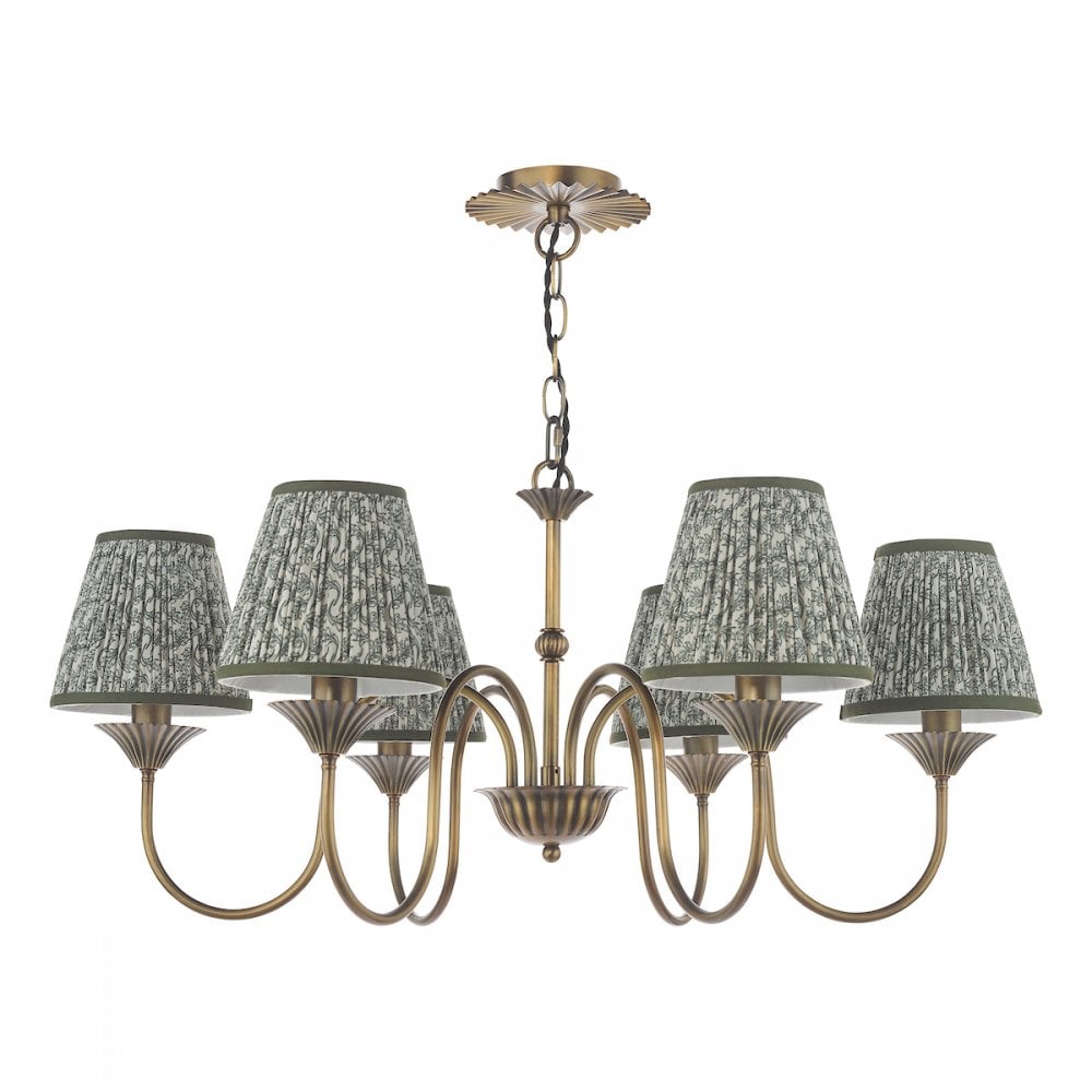 LYD0663-EST2624 Lydian 6 Light Pendant Antique Bronze With Shade
