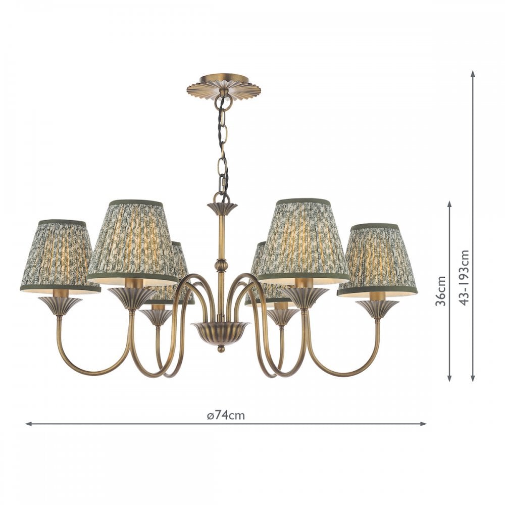LYD0663-EST2624 Lydian 6 Light Pendant Antique Bronze With Shade