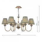 LYD0663-EST2624 Lydian 6 Light Pendant Antique Bronze With Shade